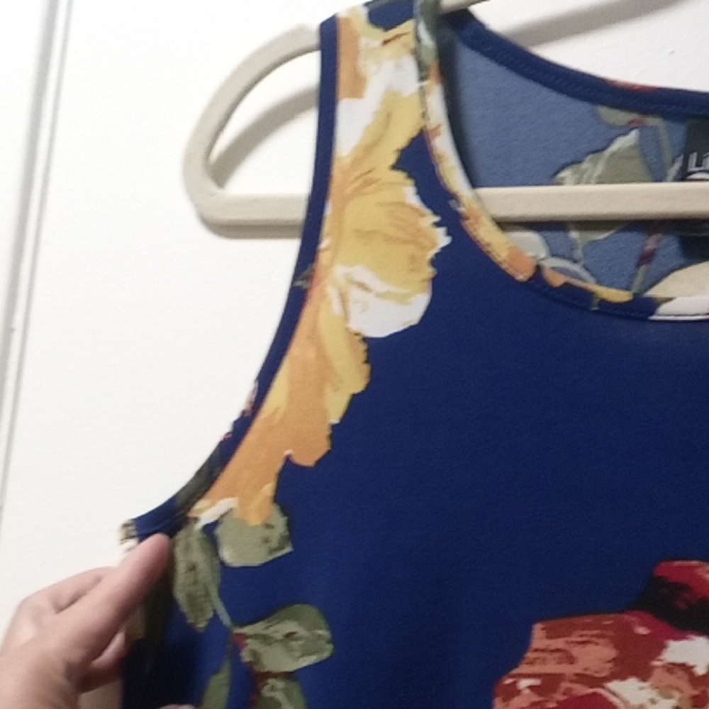 Printed Pocket Sleeveless Tunic (Blue) - Picture 3 of 8